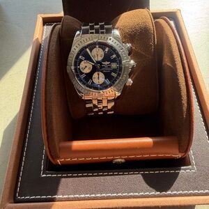 Breitling Chronomat Evo 44mm Steel Chronograph Watch with Black Dial